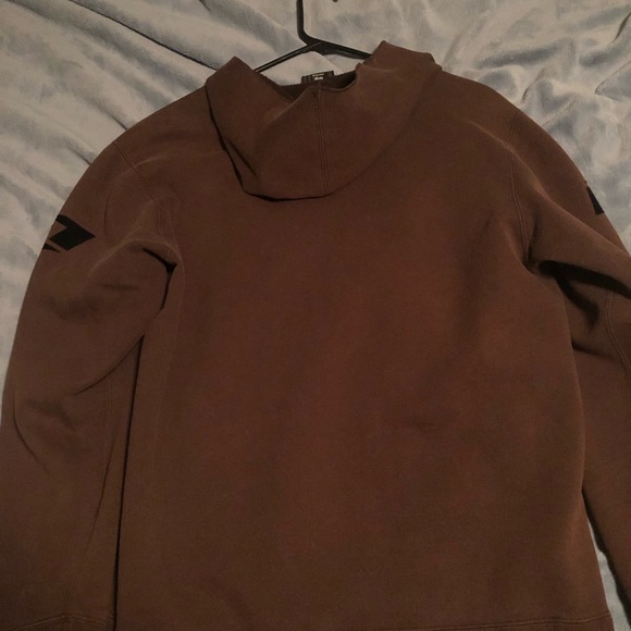 Mens ONE industries chocolate brown zip hoodie size L - Picture 2 of 4